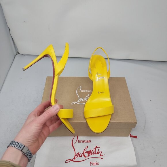 Christian Louboutin Shoes - Christian Louboutin O Marylin Leather Yellow Strappy Heel Sandal